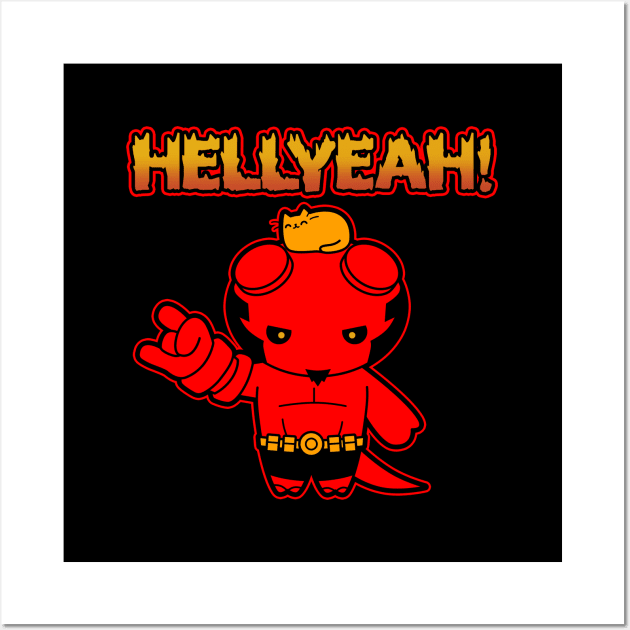 Cute Kawaii Superhero Hell Demon Boy Cartoon Wall Art by BoggsNicolas